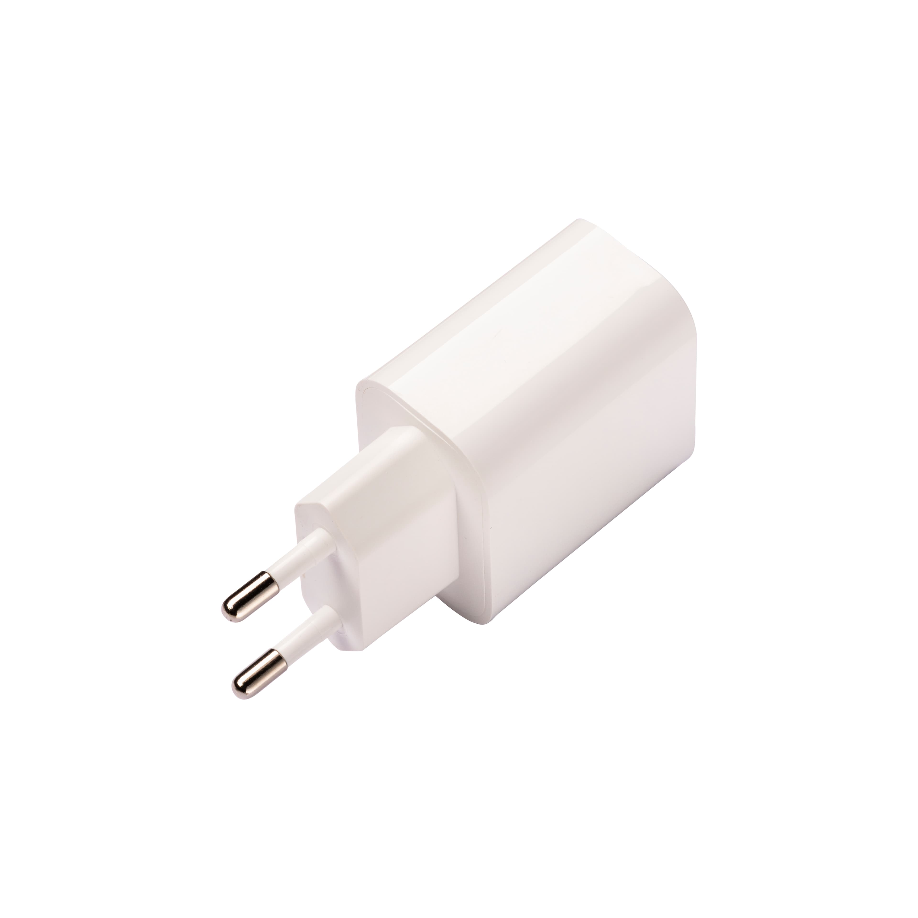 ABS USB зарядний пристрій з 1 портом USB A та 1 портом USB-C. З 2-контактною європейською вилкою — фото 3