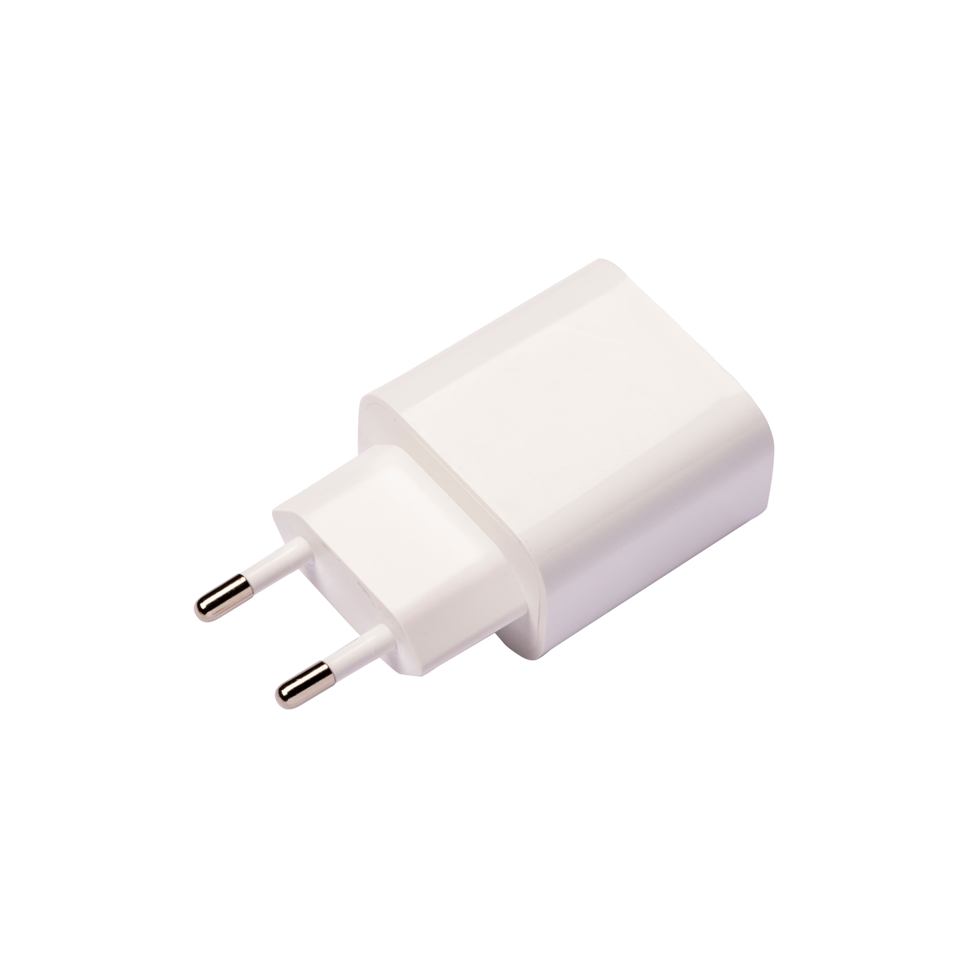 ABS USB зарядний пристрій з 1 портом USB A та 1 портом USB-C. З 2-контактною європейською вилкою — фото 2